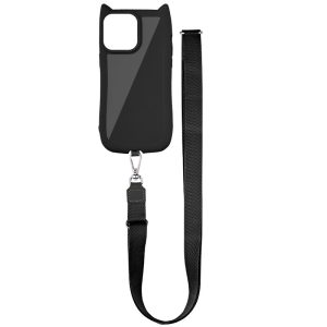 Чохол для iPhone 13 Pro з straps сіліконовий GETMAN Cat чорний