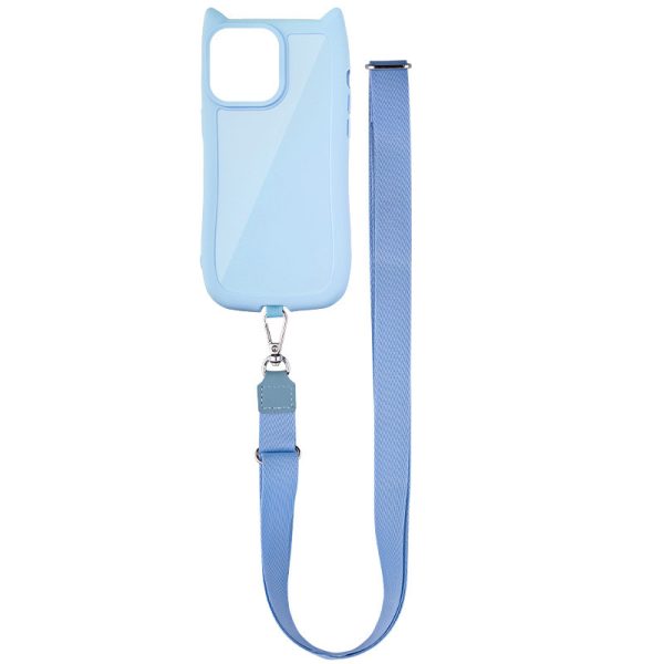 Чохол для iPhone 15 з straps сіліконовий GETMAN Cat блакитний