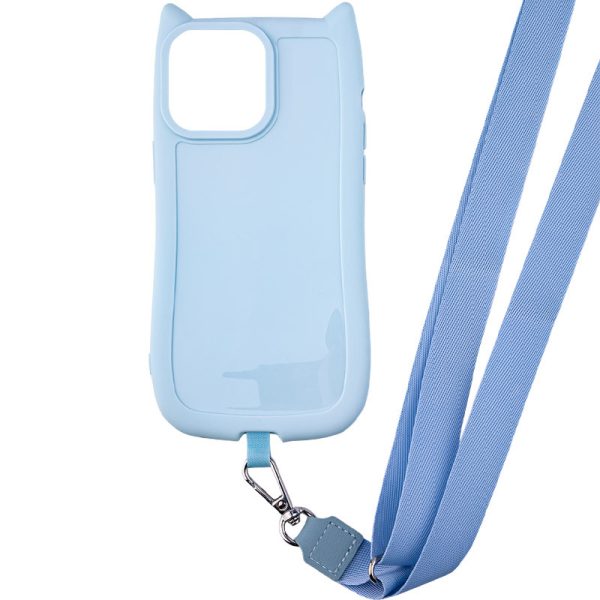 Чохол для iPhone 15 з straps сіліконовий GETMAN Cat блакитний - Зображення 2