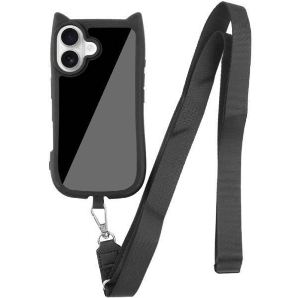 Чохол для iPhone 16 з straps сіліконовий GETMAN Cat чорний - Зображення 2
