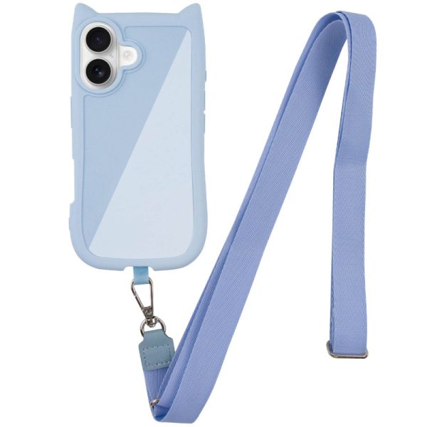 Чохол для iPhone 16 з straps сіліконовий GETMAN Cat блакитний - Зображення 2