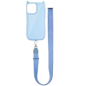 Чохол для iPhone 16 Pro Max з straps сіліконовий GETMAN Cat блакитний