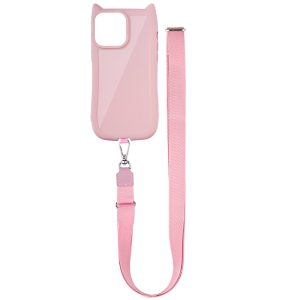 Чохол для iPhone 16 Pro Max з straps сіліконовий GETMAN Cat рожевий