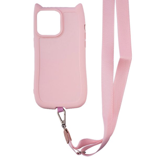Чохол для iPhone 16 Pro Max з straps сіліконовий GETMAN Cat рожевий - Зображення 2