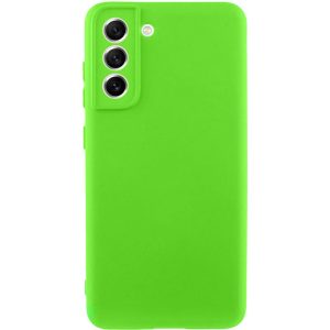 Чохол для Samsung Galaxy S21 FE сіліконовий GETMAN Liquid Silk Full Camera салатовий