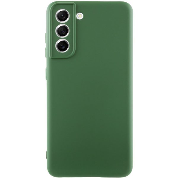 Чохол для Samsung Galaxy S21 сіліконовий GETMAN Liquid Silk Full Camera зелений
