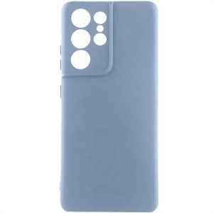 Чохол для Samsung Galaxy S22 Ultra сіліконовий GETMAN Liquid Silk Full Camera блакитний