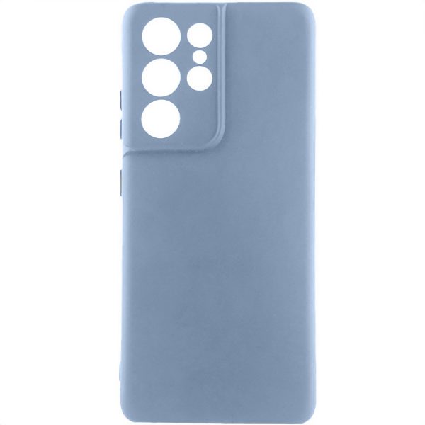 Чохол для Samsung Galaxy S22 Ultra сіліконовий GETMAN Liquid Silk Full Camera блакитний
