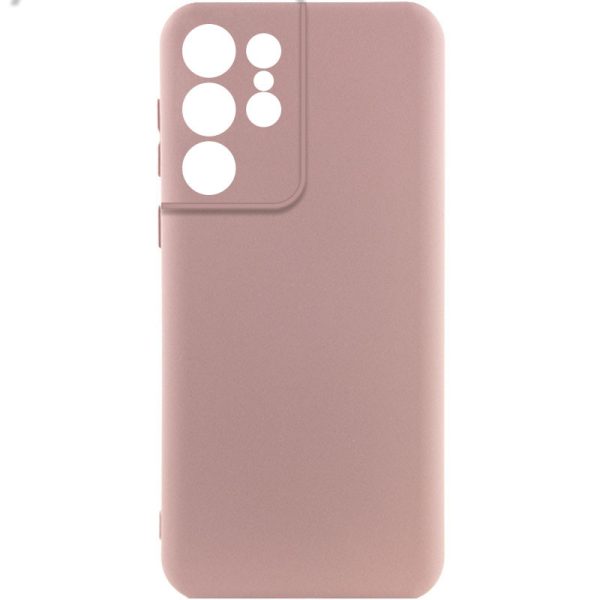 Чохол для Samsung Galaxy S22 Ultra сіліконовий GETMAN Liquid Silk Full Camera рожевий