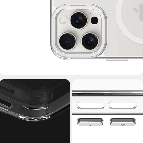 Чохол для iPhone 15 Pro з MagSafe сіліконовий Space Case Apex срібний, прозорий - Зображення 4
