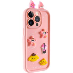 Чохол для iPhone 12 Pro з Ears сіліконовий Toys Case рожевий