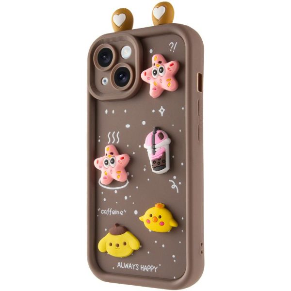 Чохол для iPhone 14 з Ears сіліконовий Toys Case коричневий