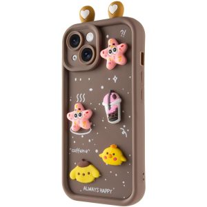 Чохол для iPhone 15 з Ears сіліконовий Toys Case коричневий