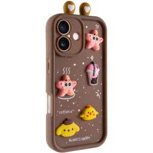 Чохол для iPhone 16 з Ears сіліконовий Toys Case коричневий
