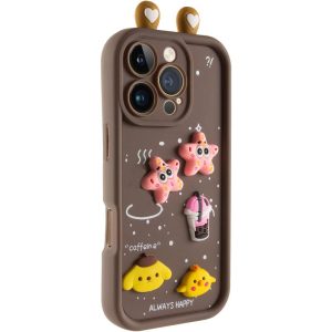 Чохол для iPhone 16 Pro з Ears сіліконовий Toys Case коричневий