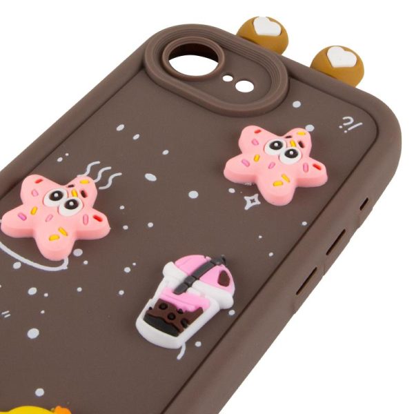 Чохол для iPhone 16e з Ears сіліконовий Toys Case коричневий - Зображення 4
