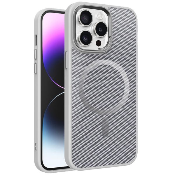 Чохол для iPhone 14 Pro з MagSafe сіліконовий Carbon Mirage сірий