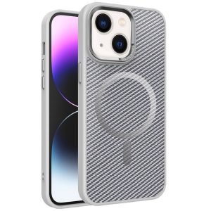 Чохол для iPhone 15 з MagSafe сіліконовий Carbon Mirage сірий