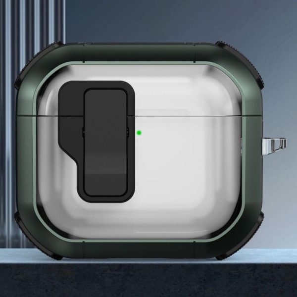 Футляр для навушників Airpods 4 протиударний Locking Button зелений - Зображення 2