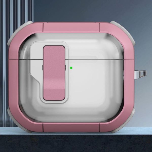 Футляр для навушників Airpods 4 протиударний Locking Button рожевий - Зображення 2
