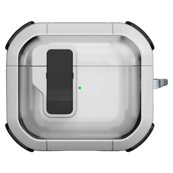 Футляр для навушників Airpods 4 протиударний Locking Button срібний