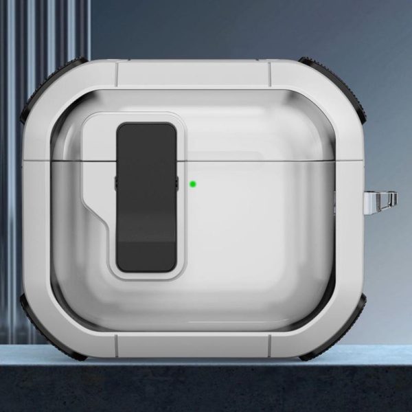 Футляр для навушників Airpods 4 протиударний Locking Button срібний - Зображення 2