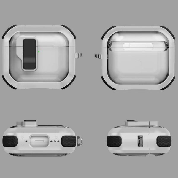 Футляр для навушників Airpods 4 протиударний Locking Button срібний - Зображення 3