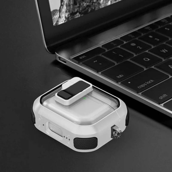 Футляр для навушників Airpods 4 протиударний Locking Button срібний - Зображення 5