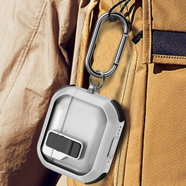 Футляр для навушників Airpods 4 протиударний Locking Button срібний - Зображення 6