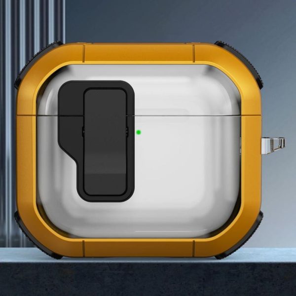 Футляр для навушників Airpods 4 протиударний Locking Button жовтий - Зображення 2