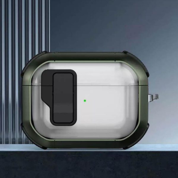 Футляр для навушників Airpods Pro протиударний Locking Button зелений - Зображення 2