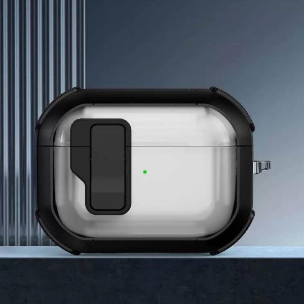 Футляр для навушників Airpods Pro протиударний Locking Button чорний - Зображення 2