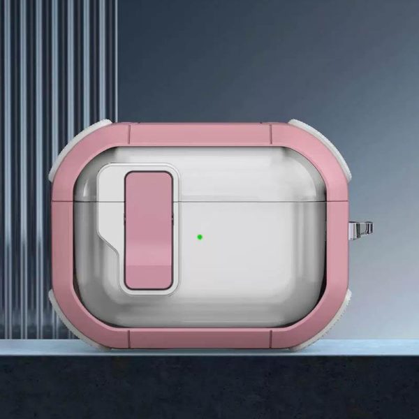 Футляр для навушників Airpods Pro протиударний Locking Button рожевий - Зображення 2