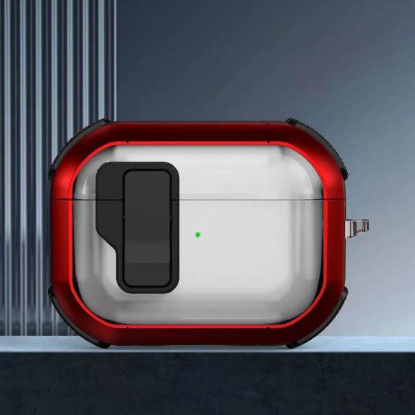 Футляр для навушників Airpods Pro протиударний Locking Button червоний - Зображення 2