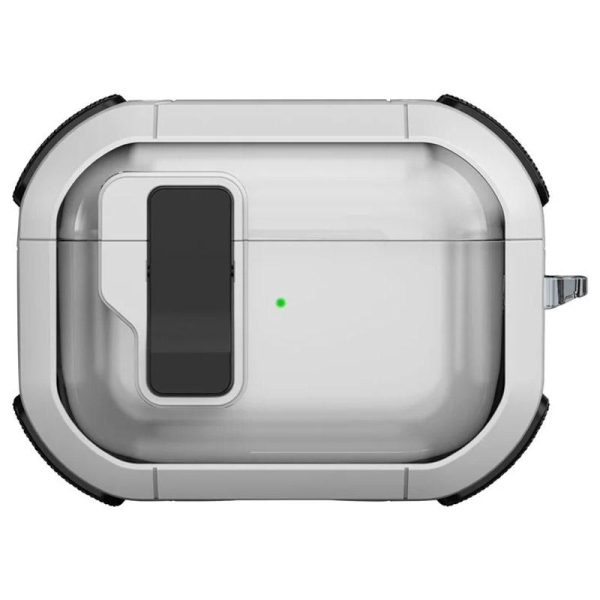 Футляр для навушників Airpods Pro протиударний Locking Button срібний