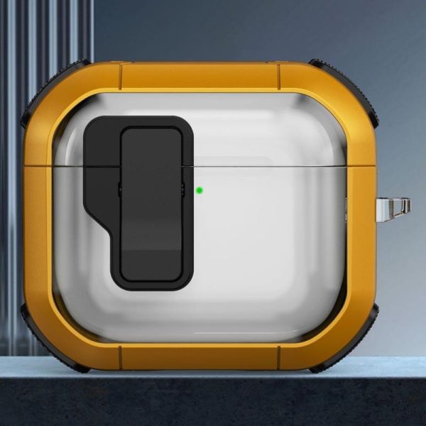 Футляр для навушників Airpods Pro протиударний Locking Button жовтий - Зображення 2