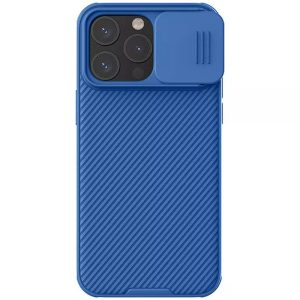 Карбонова для iPhone 15 Pro накладка Nillkin CamShield Pro блакитний