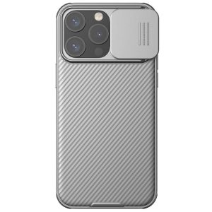 Карбонова для iPhone 15 Pro накладка Nillkin CamShield Pro темно-сірий, сірий