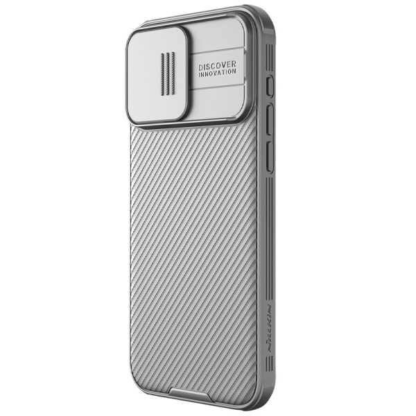 Карбонова для iPhone 15 Pro накладка Nillkin CamShield Pro темно-сірий, сірий - Зображення 2