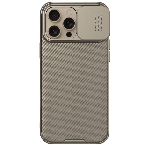 Карбонова для iPhone 16 Pro накладка Nillkin CamShield Pro золотий