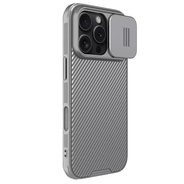 Карбонова для iPhone 16 Pro накладка Nillkin CamShield Pro темно-сірий, сірий - Зображення 3