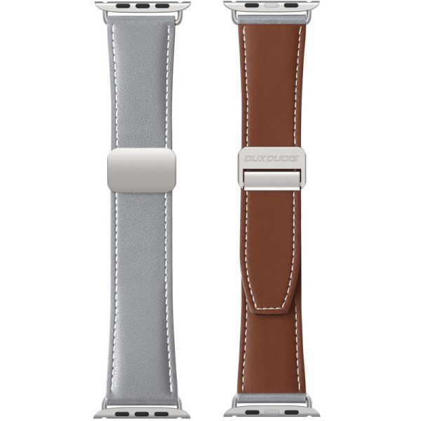 Ремінець для Apple Watch 38 Dux Ducis Genuine Leather сірий, коричневий - Зображення 2