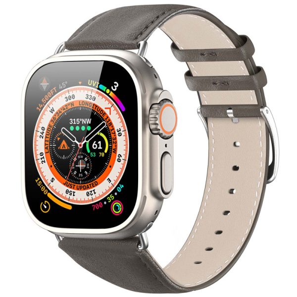 Ремінець для Apple Watch 42 Dux Ducis Leather Strap Classic сірий, коричневий