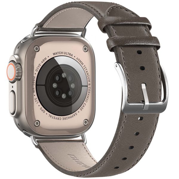Ремінець для Apple Watch 42 Dux Ducis Leather Strap Classic сірий, коричневий - Зображення 2