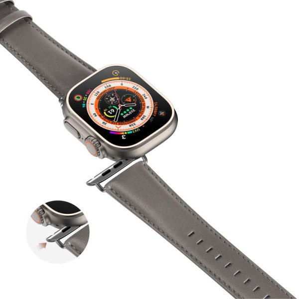 Ремінець для Apple Watch 42 Dux Ducis Leather Strap Classic сірий, коричневий - Зображення 3